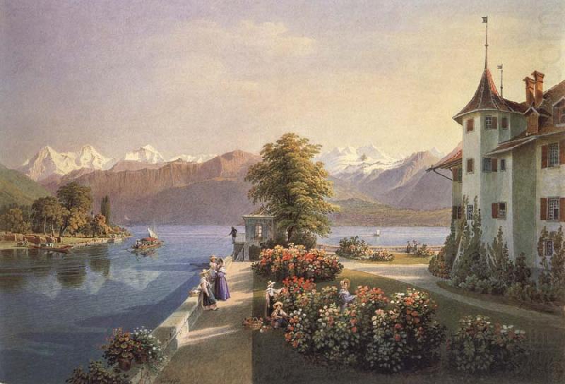 Gabriel Lory fils View of the old lock Schadau in Thun china oil painting image